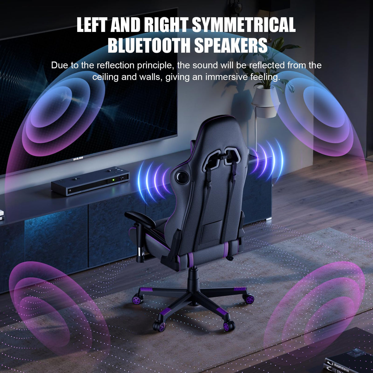 Gaming Chair with Bluetooth Speakers - Ergonomic Office Chair with Lumbar Support