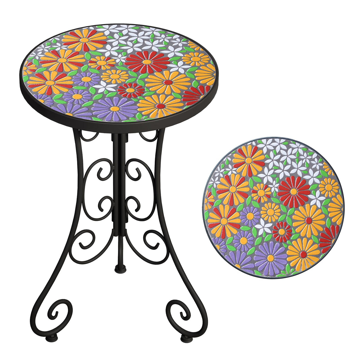 Mosaic Outdoor Side Table, Patio Side Table
