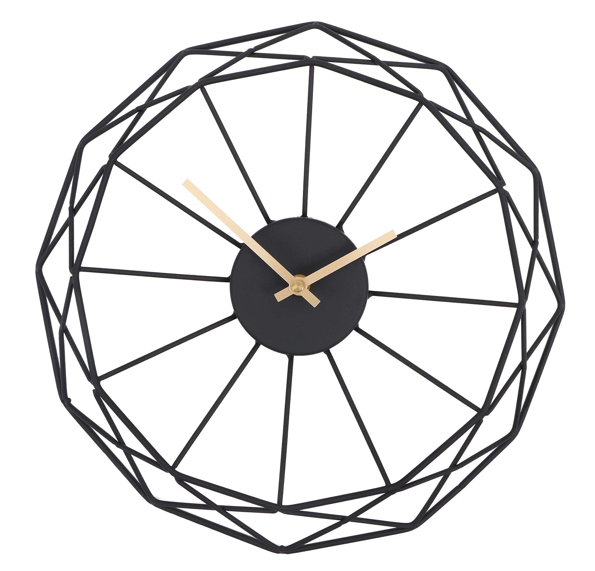 Modern Abstract Artsy 14 inches Black Iron Frame Gold Minute Hour Hand Wall Clock