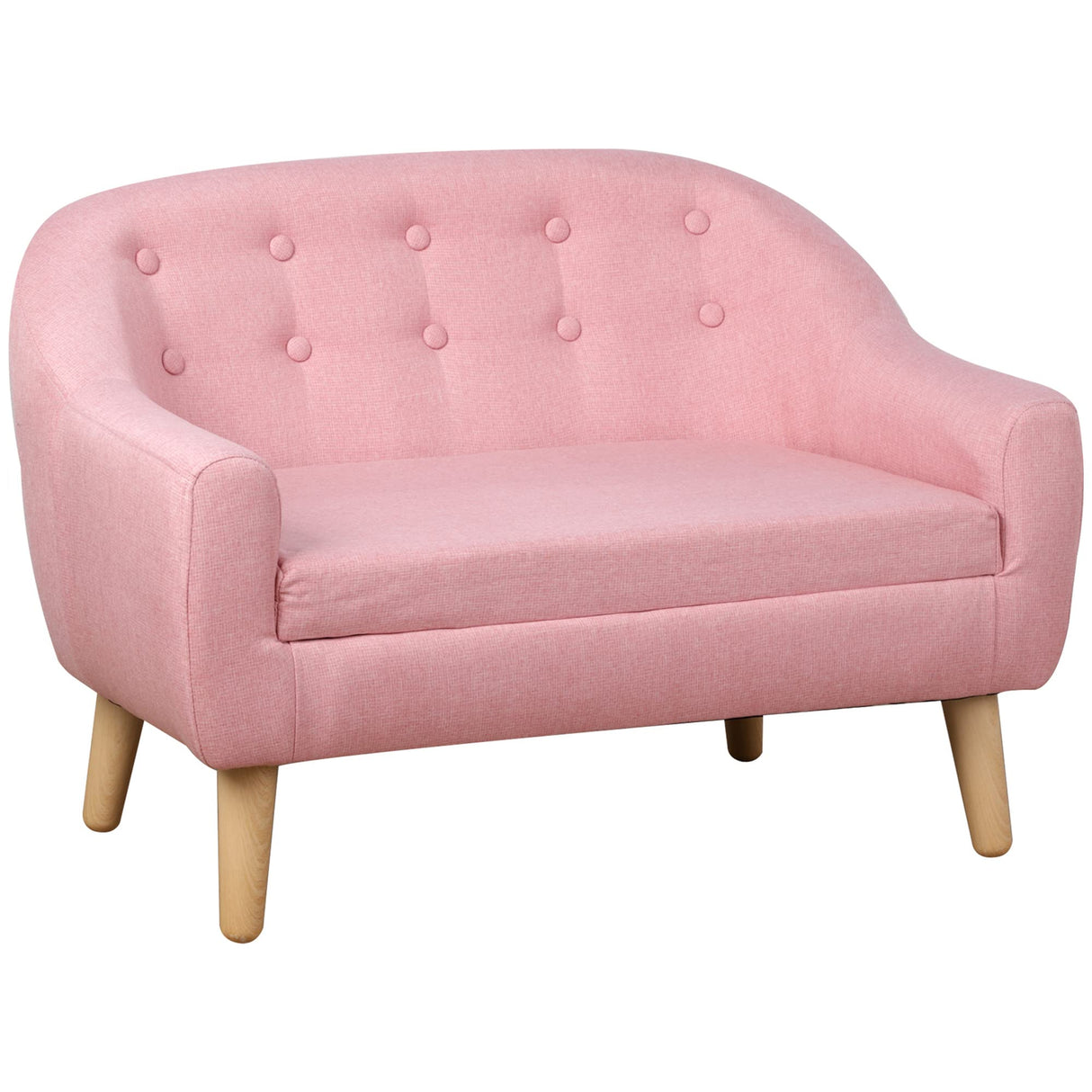 Sofa, Toddler Sofa Couch, Linen-Like Fabric and Wooden Frame Sofa Chair for Ages 3-7, 11" High Seat, Pink