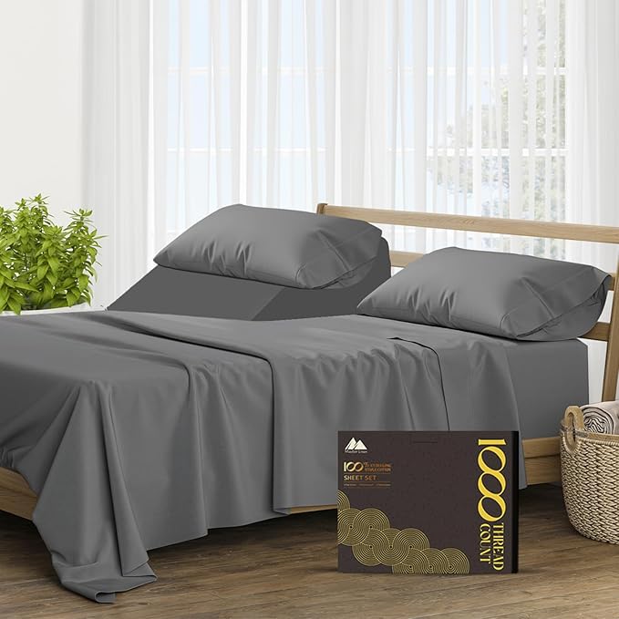 100% Pure Egyptian Cotton Sheets Queen Size - 1000 High Thread Count Sheets