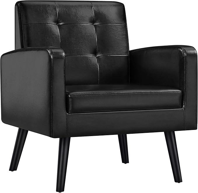 Mid-Century Accent Chairs, PU Leather Modern Upholstered Living Room Chair