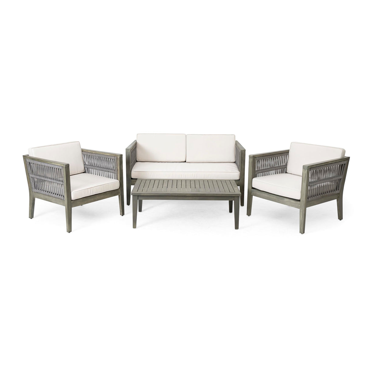 Transform Outdoor Spaces with 4-Piece Acacia Wood Patio Furniture Set