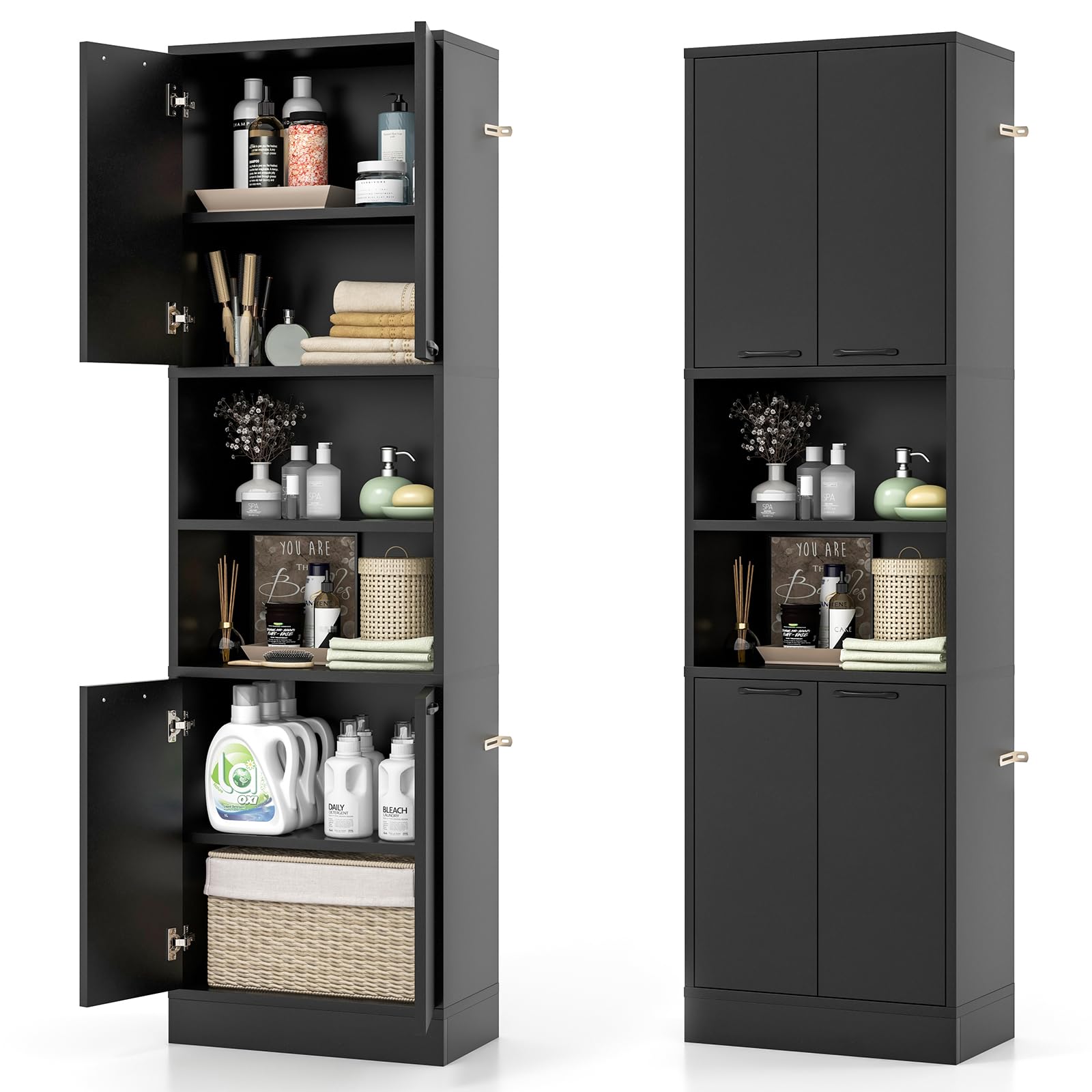 75" Tall Bathroom Storage Cabinet, Bathroom Floor Cabinet