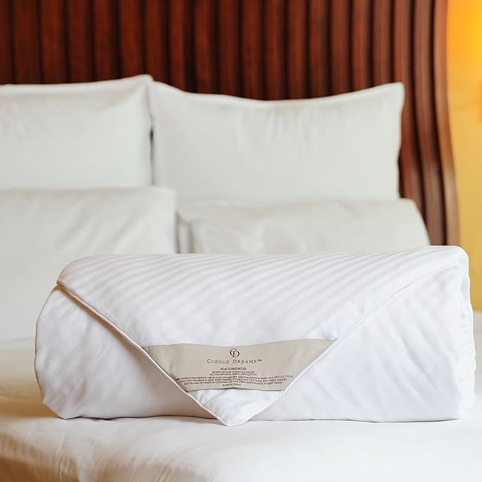 Silk Comforter for Spring/Summer/Fall, 100% Long-Strand Silk Filling, Natural & Breathable (King Size)
