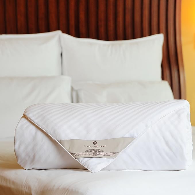 Silk Comforter for Winter, 100% Long-Strand Silk Filling, Natural & Breathable (Twin Size)