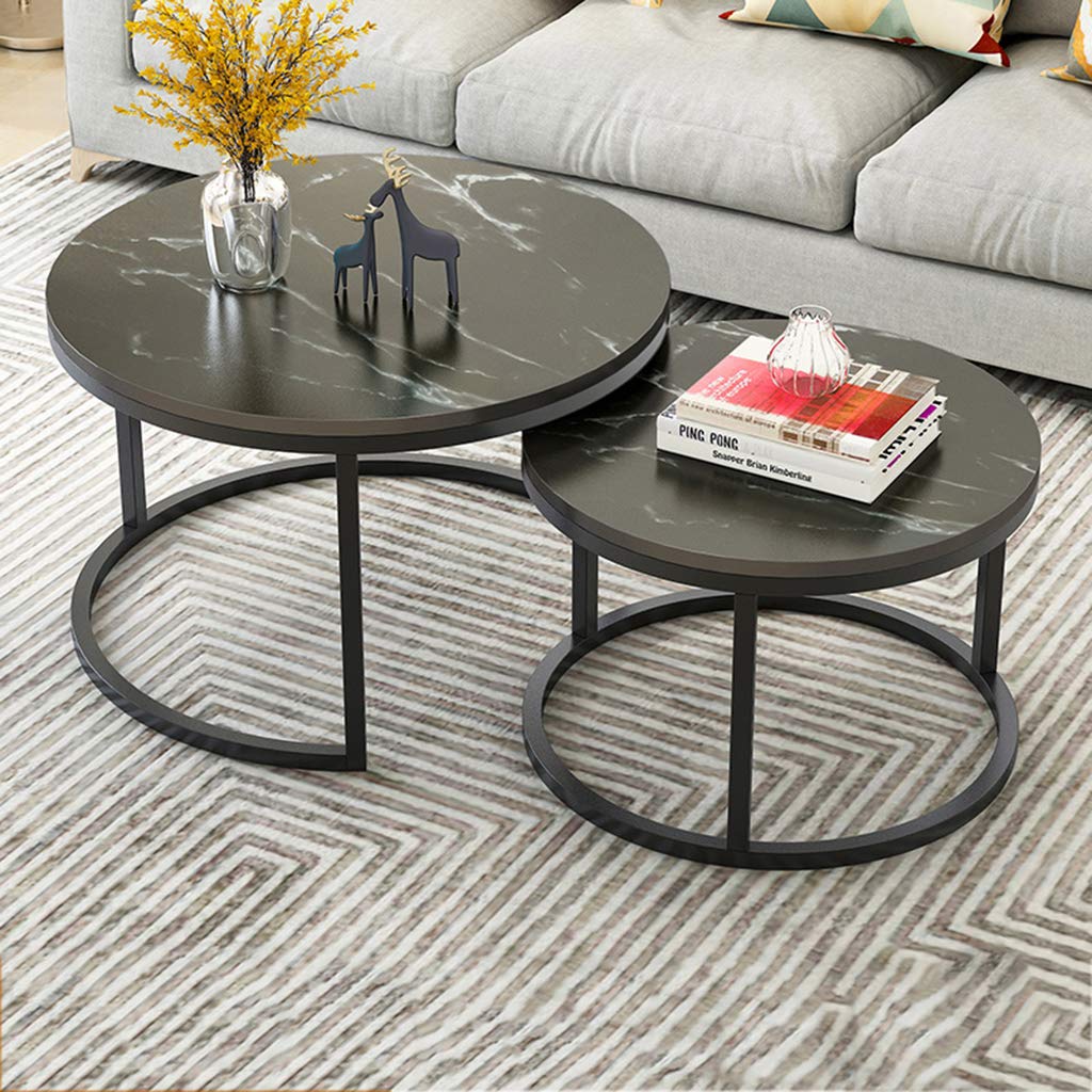 Living Room Stacking Nesting End Table,Nordic Marble Print Corner Coffee Table