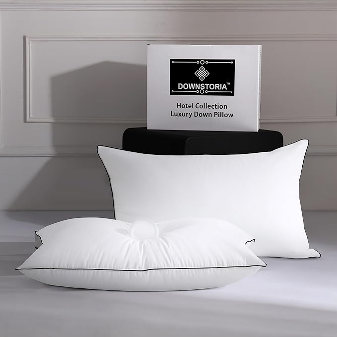 Feather Down Pillows King Size Set of 2, Luxury Hotel Collection Bed Pillow 2 Pack