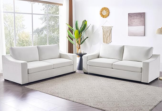 Oversized 85" Deep Seat Sofa, Modern Sofa Couches for Living Room, 3 Seater Natural