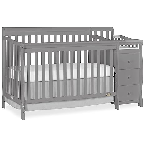 5 In 1 Brody Convertible Crib With Changer In White, Greenguard Gold Certified, Comes With 1" Changing Pad, Non-Toxic Finish, Made Of Durable Pinewood