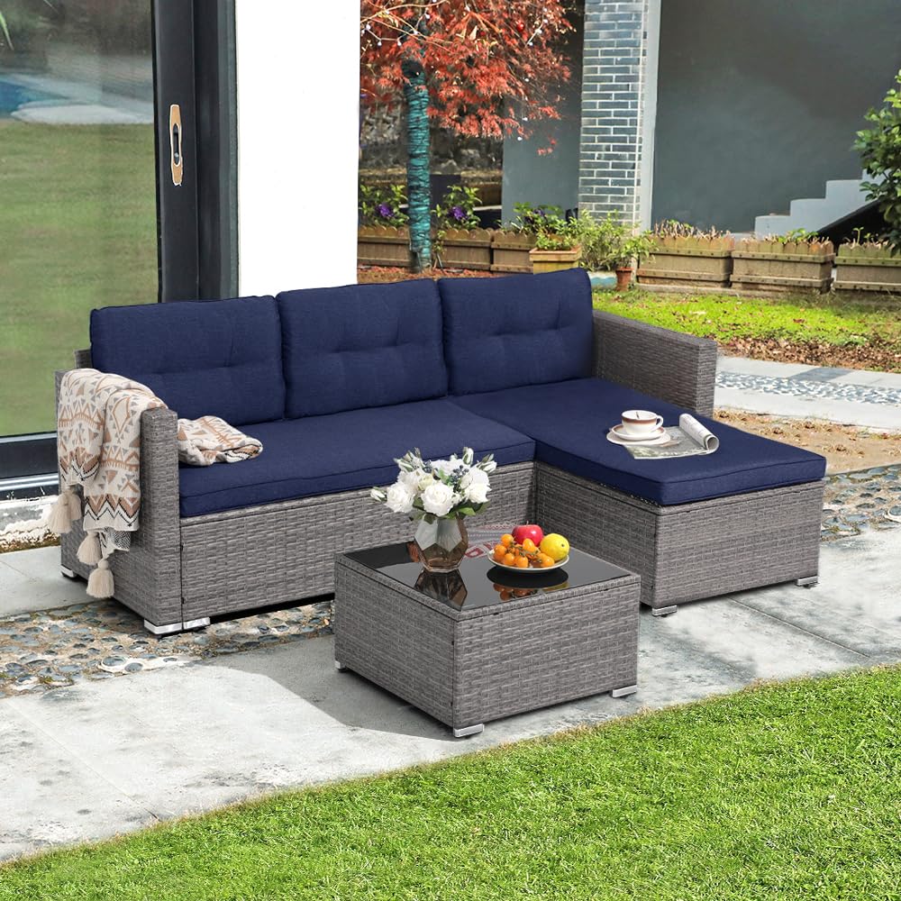 Outdoor Patio Furniture Set, Small Sectional Conversation Set