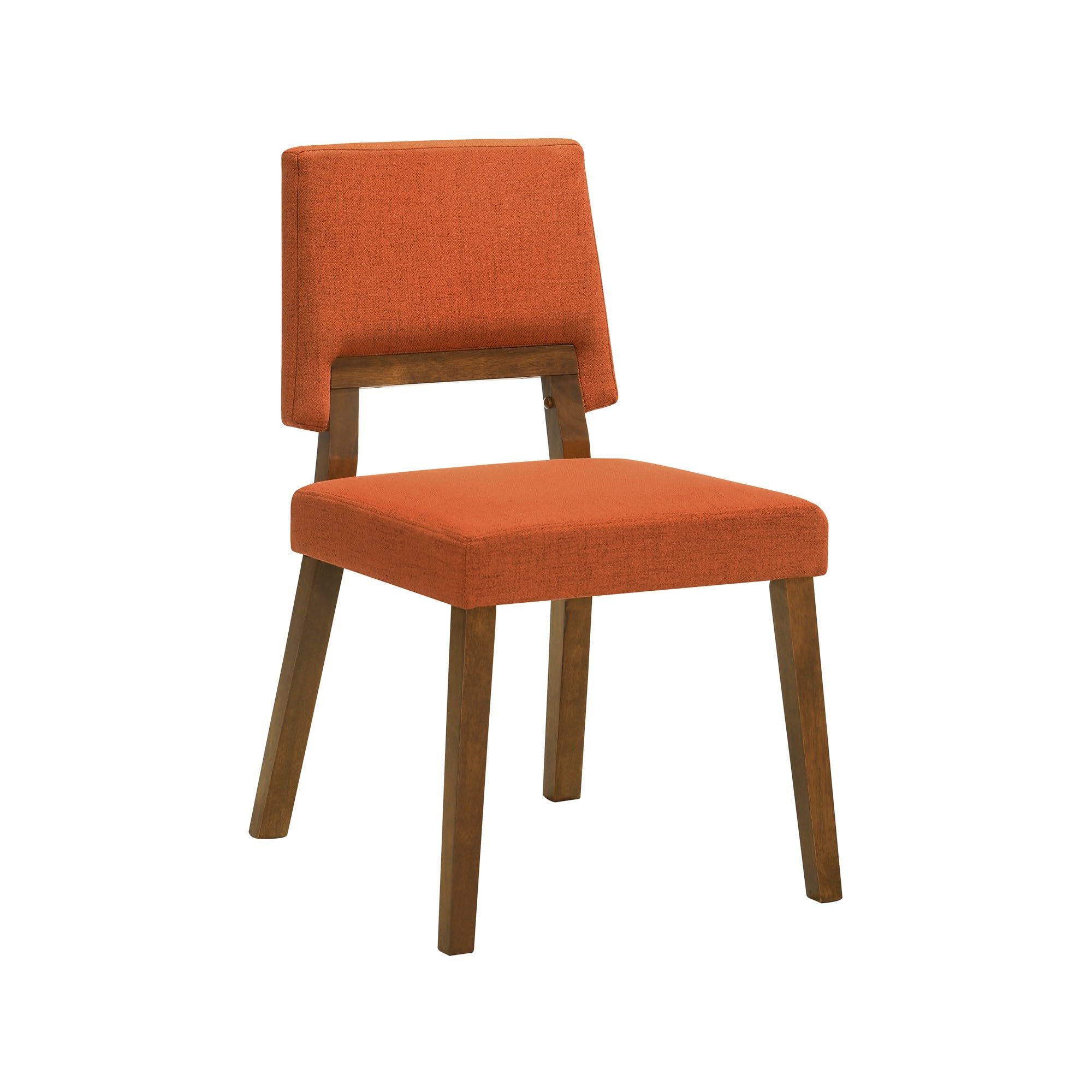 6 Piece Dining Table Set, Chairs, Bench, Fabric, Wood, Orange and Brown