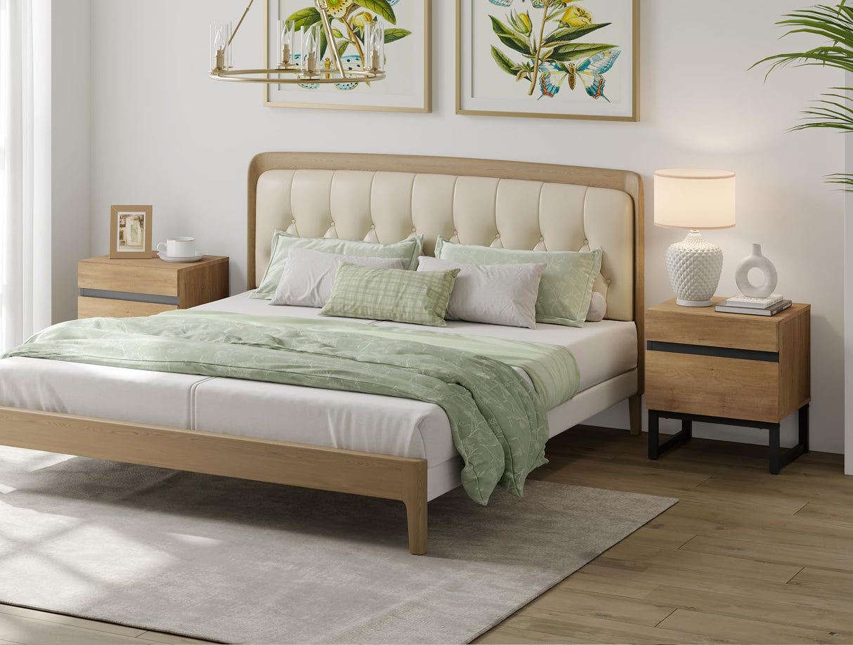 Nightstand with 1 Drawer & 1 Storage Cabinet