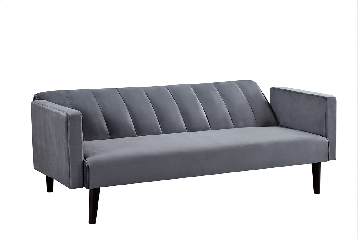 Regal Modern Convertible Full Out Futon Sofa Compact Channel Stitch Velvet Sleeper