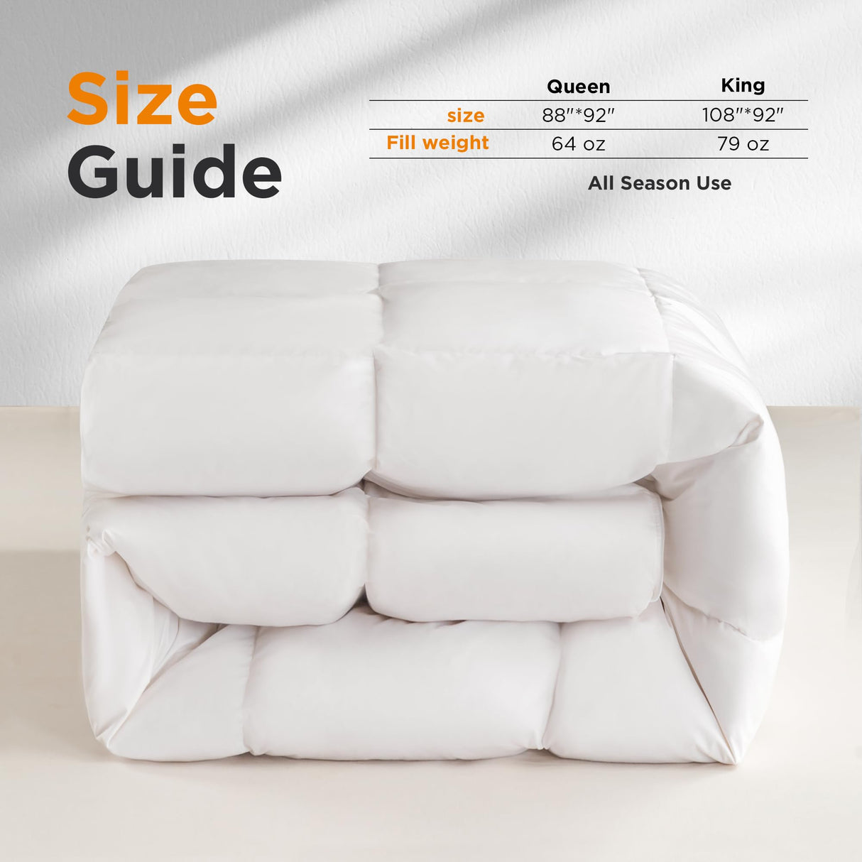 Down Comforter King Size, All Season Duvet Insert, Fluffy Feather Down Comforter