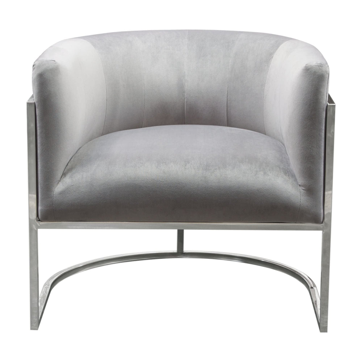 Accent Chair with Stainless Steel Frame in Grey Velvet