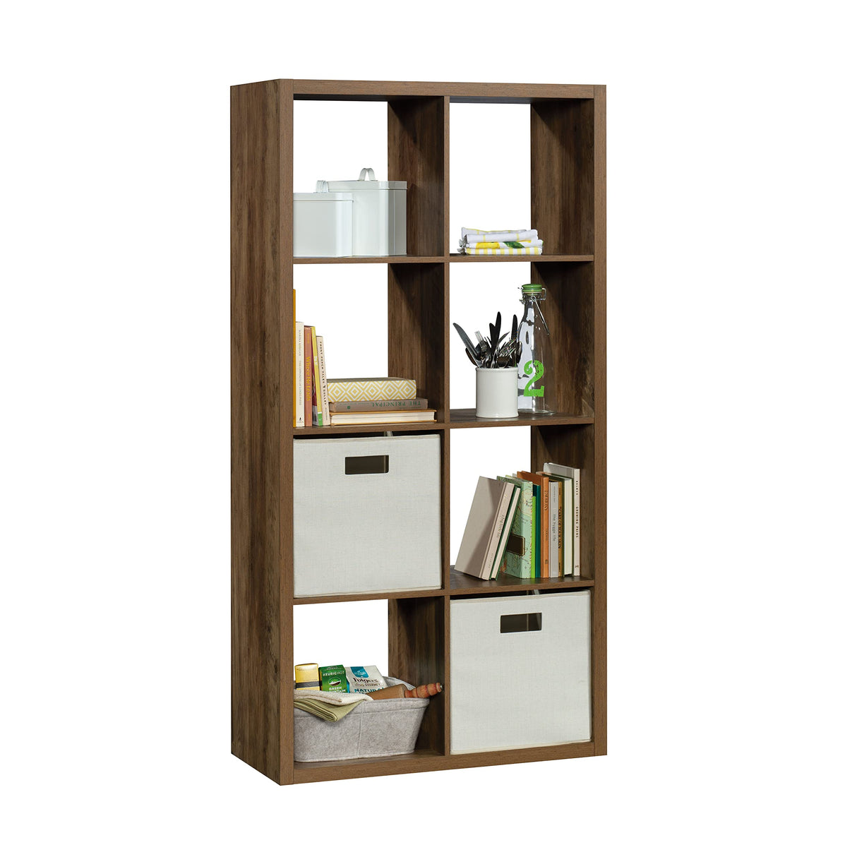 Miscellaneous 8-Cube Organizer Storage Bookcase/Pantry cabinets, L: 29.84" x W: 13.03" x H: 57.87", Rural Pine