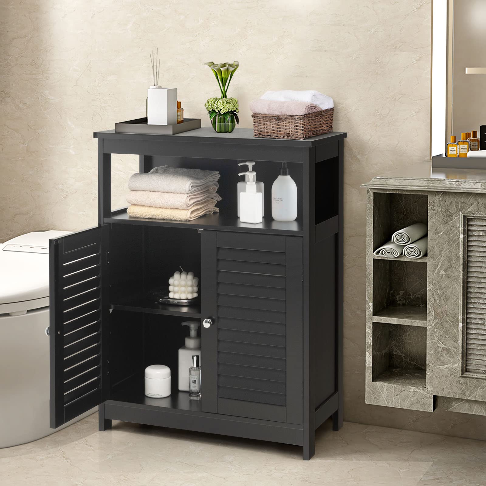 Bathroom Storage Cabinet, Wooden Side Storage Organizer