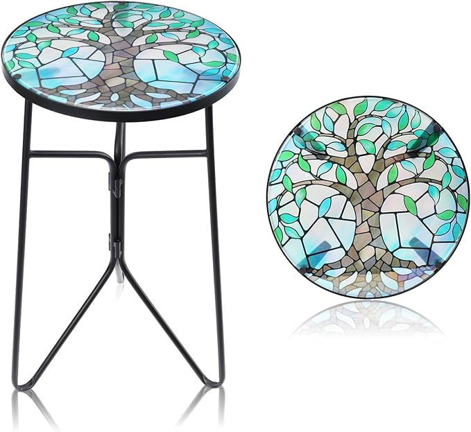 Patio Side Table Outdoor Accent Table Bistro Coffee Table Plant End Table