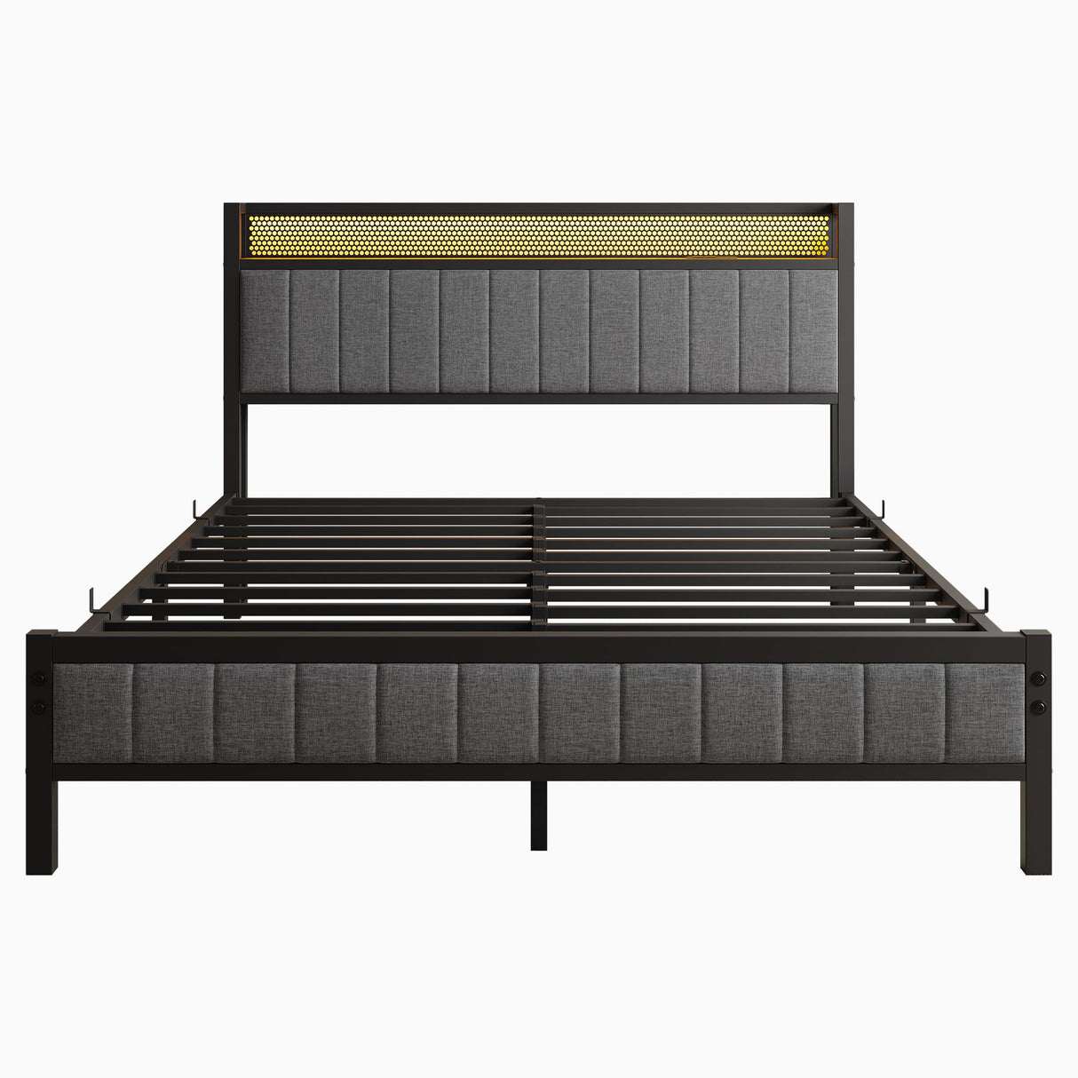 Queen Bed Frame with Storage Headboard,USB Charging Station