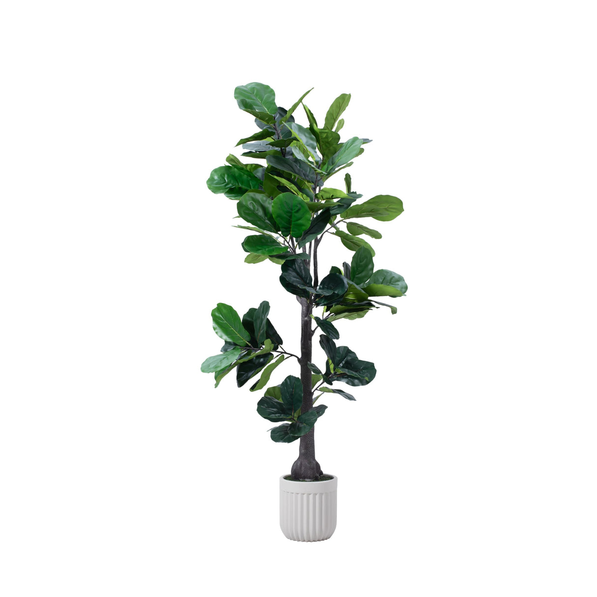BLATOMIC Artificial Fiddle Leaf Fig Tree, 7FT Fake Ficus lyrata Silk Trees with White Tall Planter, Artificial Plant with Natural Wood Trunk and Lifelike Fruits, Large Faux Plant for Home Office Decor