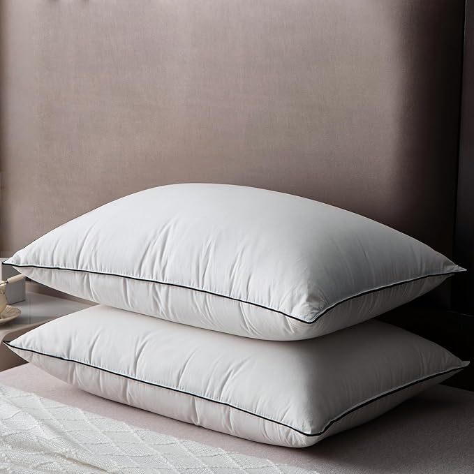 All Hungarian Goose Down Pillows Standard Size, Soft and Support Down Bed Pillow