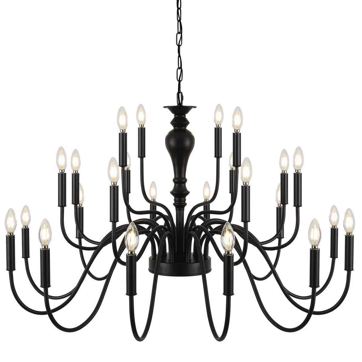 Farmhouse Dining Room Black Chandelier, Modern 24 Light Black Large