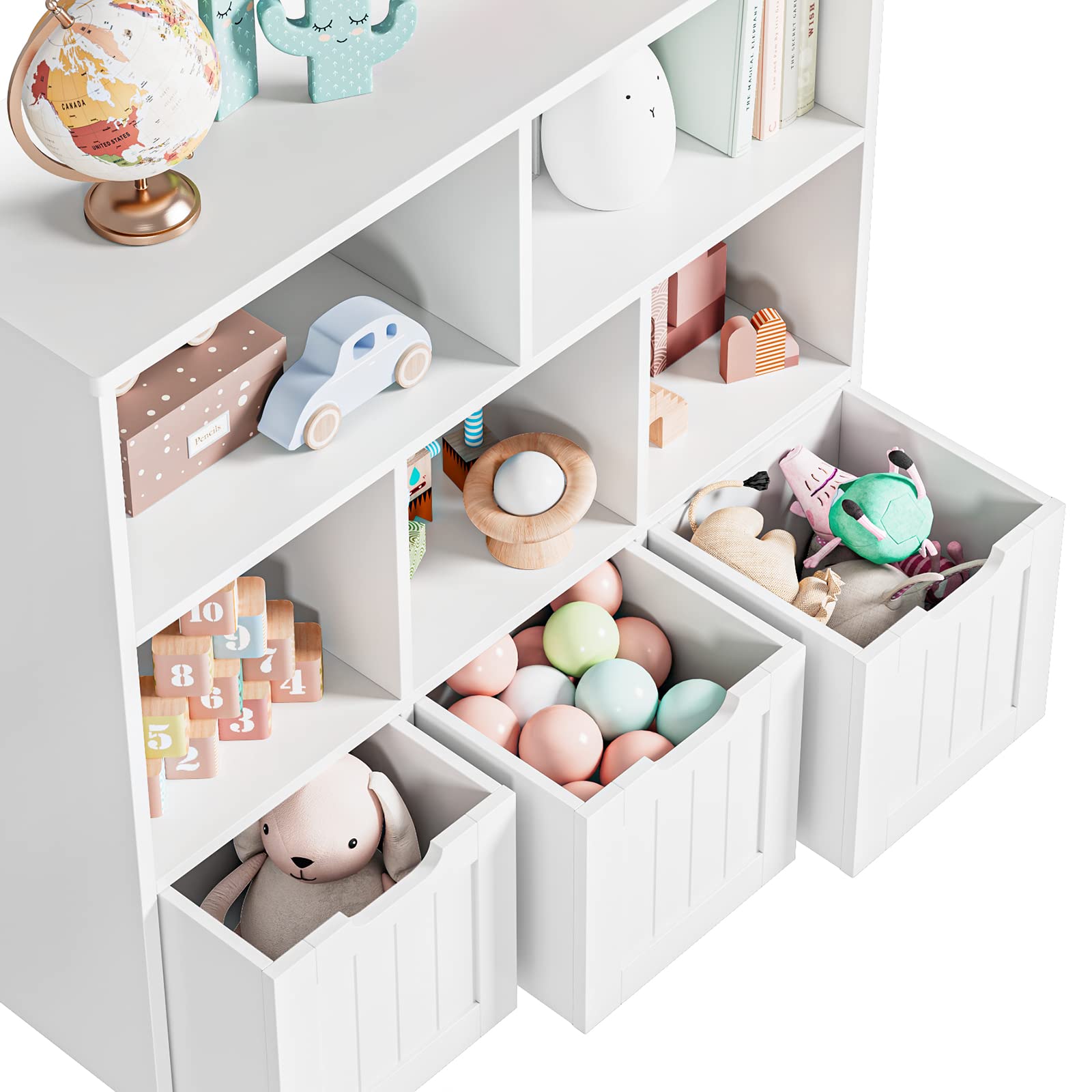 Toy Storage Organizer with 3 Movable Drawers, Floor Storage Cabinet Toy Chest