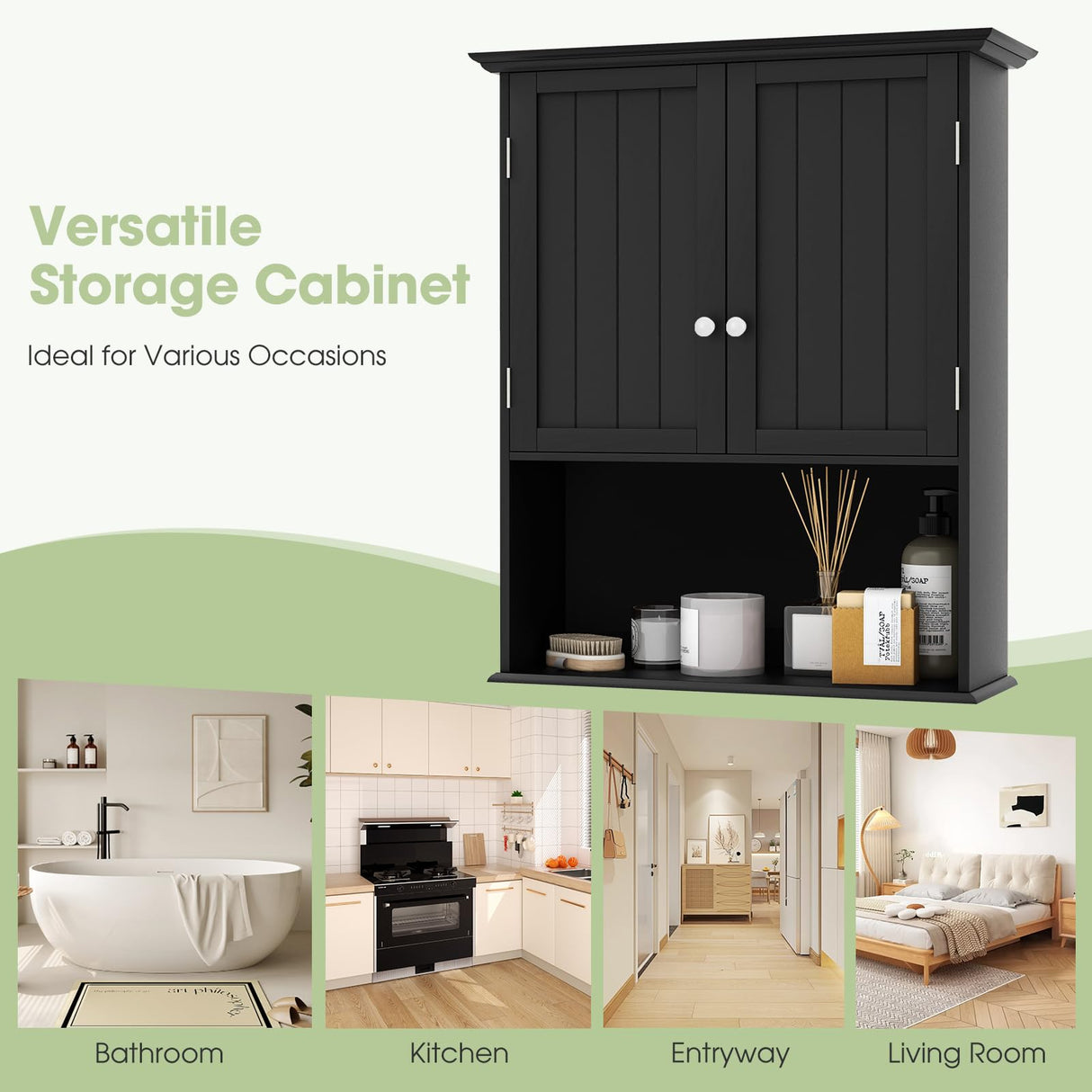 Bathroom Organizers and Storage Cabinet with 2 Doors and an Adjustable Shelf