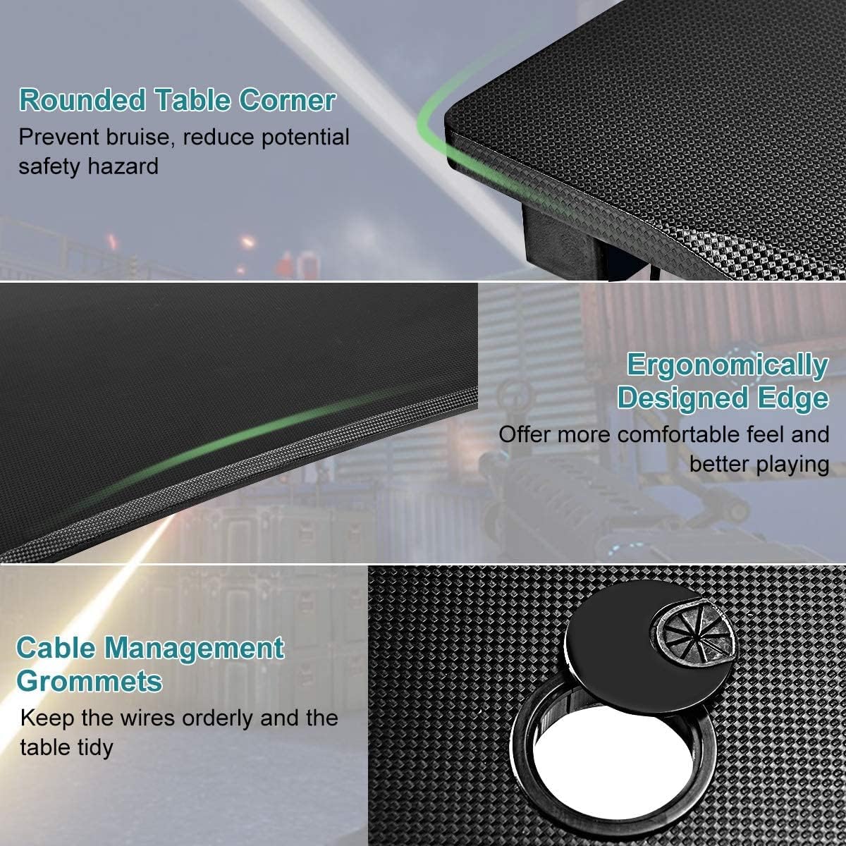 Gaming Desk & Chair Combo Set - Ergonomic Racing Style with Lumbar Support