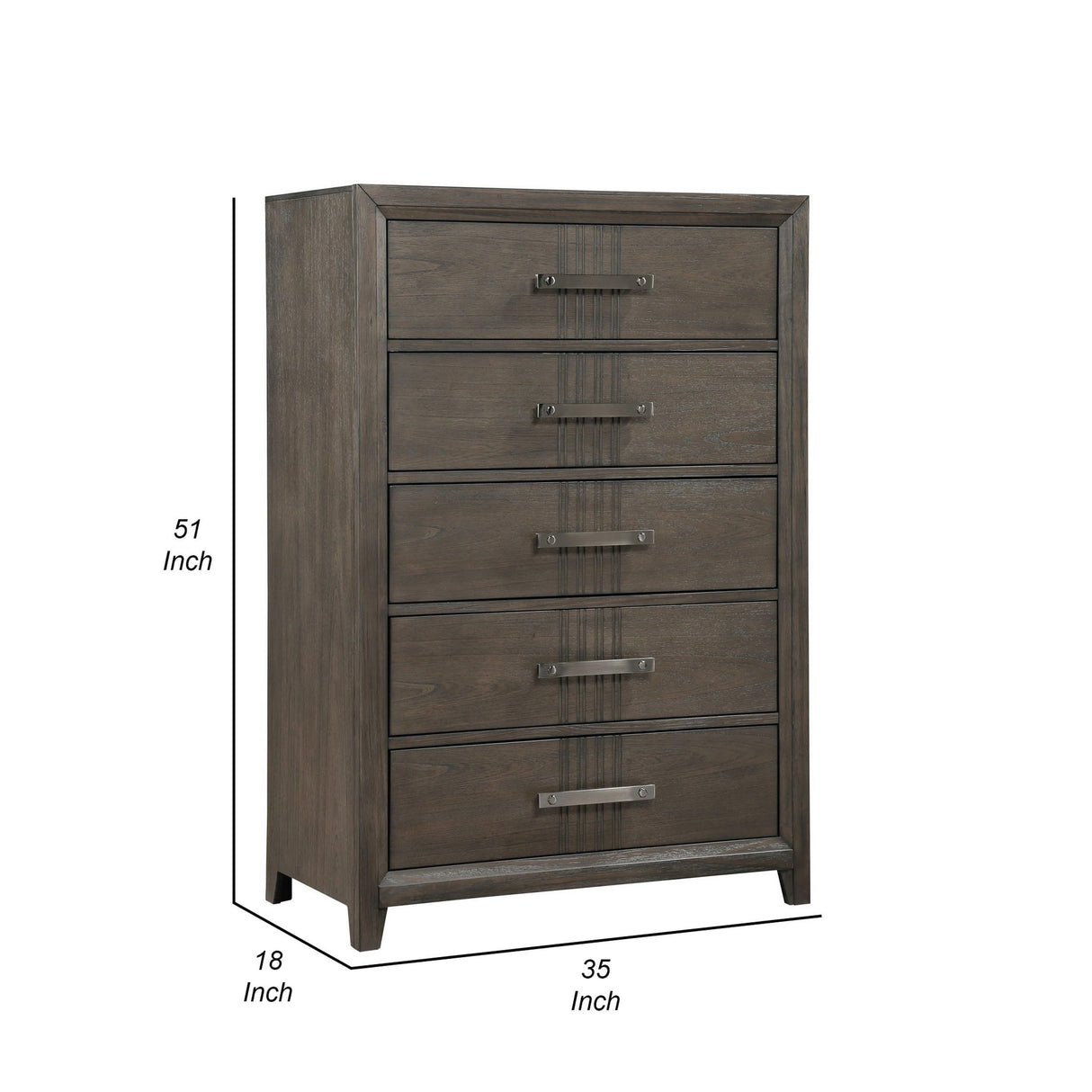Brown Wali 51 Inch Tall Dresser Chest, 5 Drawer