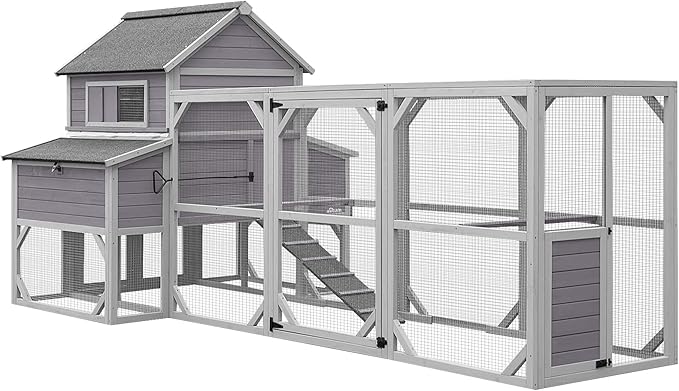Chicken Coop Extra Large Chicken House 41.3ft² for 8-10 Chickens Outdoor Wooden Hen House