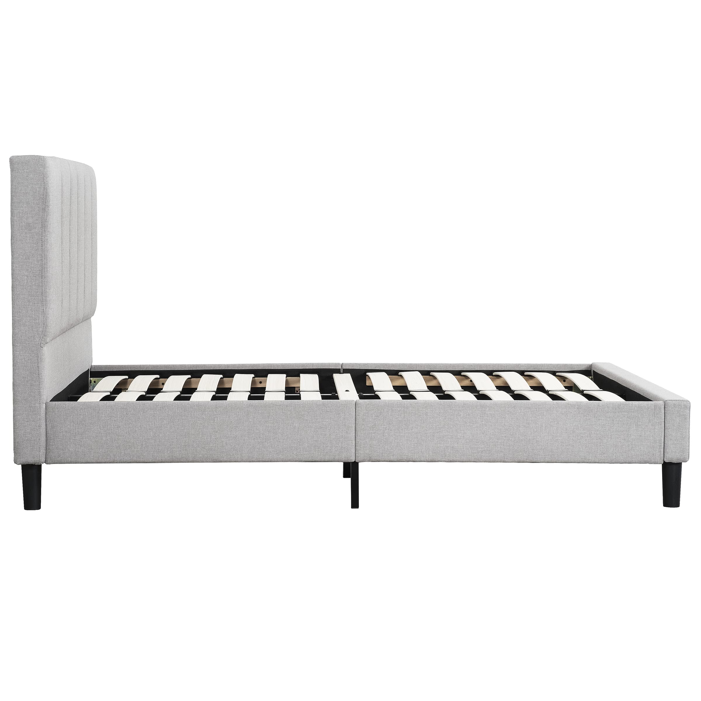 Harper Queen Grey Upholstered Tufted Platform Bed