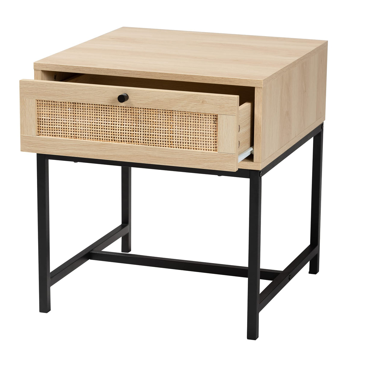 Caterina End Table, 1-Drawer, Natural Brown/Black