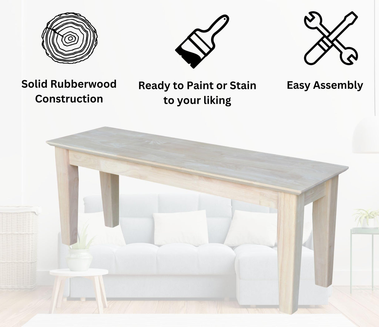 Shaker Style Bench, Unfinished