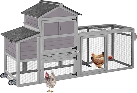 Chicken Coop with Large Nesting Box Outdoor Wooden Hen House