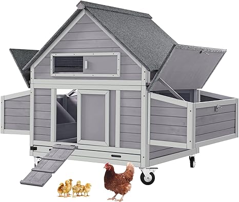 Chicken Coop with Large Nesting Box Outdoor Wooden Hen House