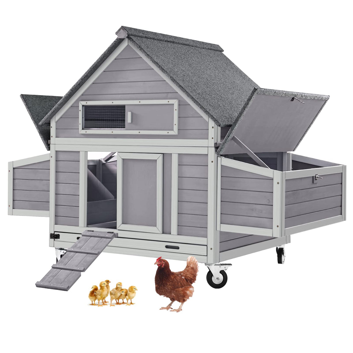 CluckMover Mobile Chicken Coop – Wooden Hutch with Wheels & Nesting Box