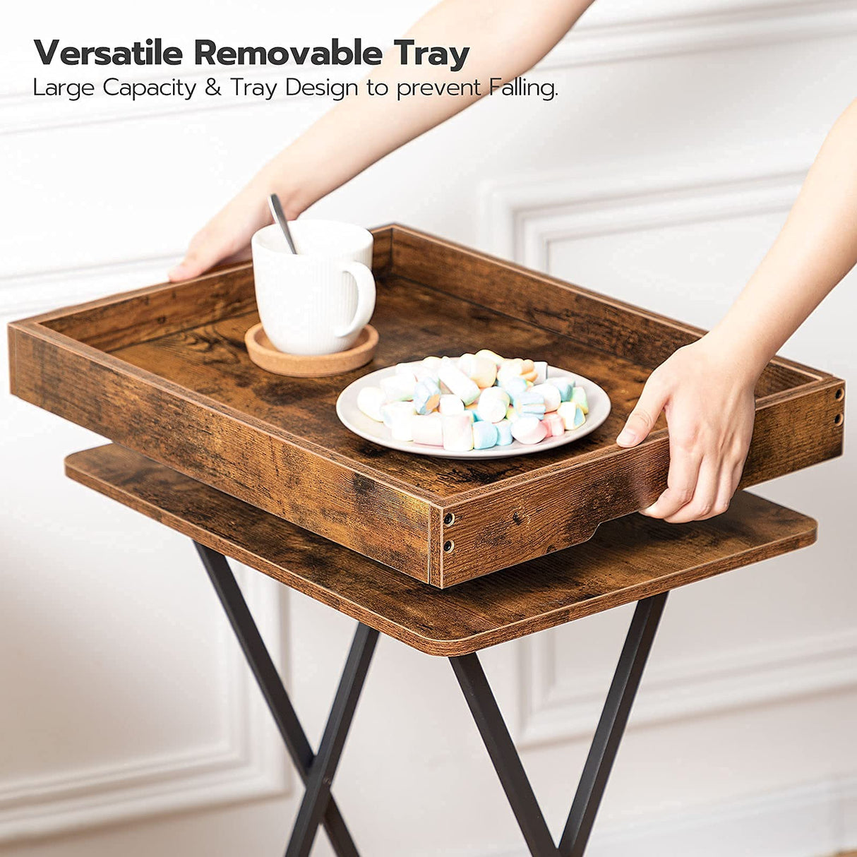 TV Tray Table, Folding Table with Removable Serving Tray