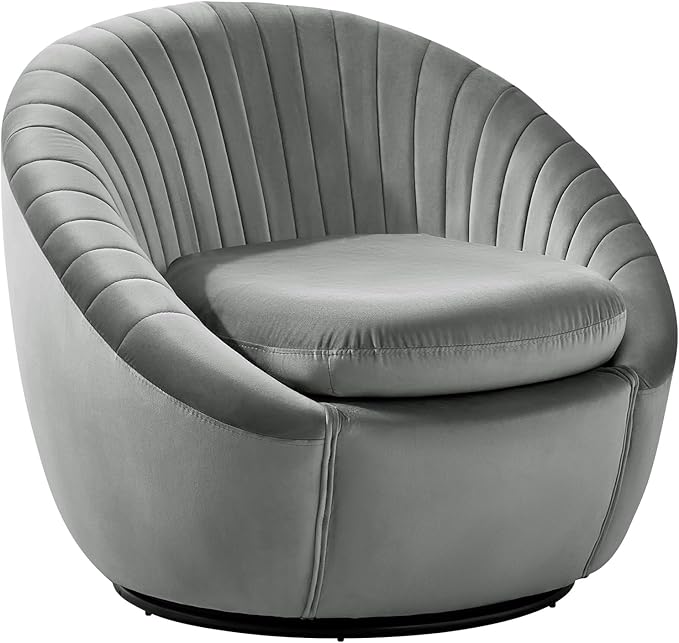 Swivel Accent Chair, Modern Velvet Shell Swivel Barrel Chair with Wide Seat