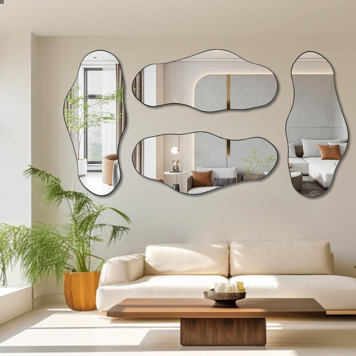 Oblong Mirror, Modern Cloud Shaped Organic Mirror