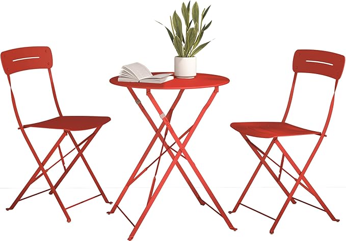 Premium Frame Patio Bistro Set, Colorful Folding Outdoor Patio Furniture Sets