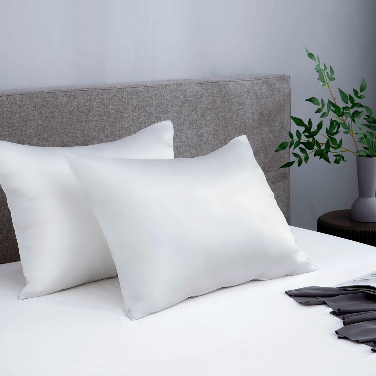 Pure Mulberry Silk Pillowcases Set of 2, Standard Size Silk Pillow Cases