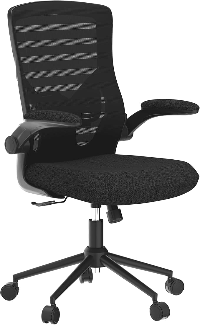 High Back Desk Chair with Adjustable Lumbar Support, Ergonomic Mesh Computer Chair with Premium Cold-Cured Cushion, Height Liftable Swivel Chair, Black/Grey