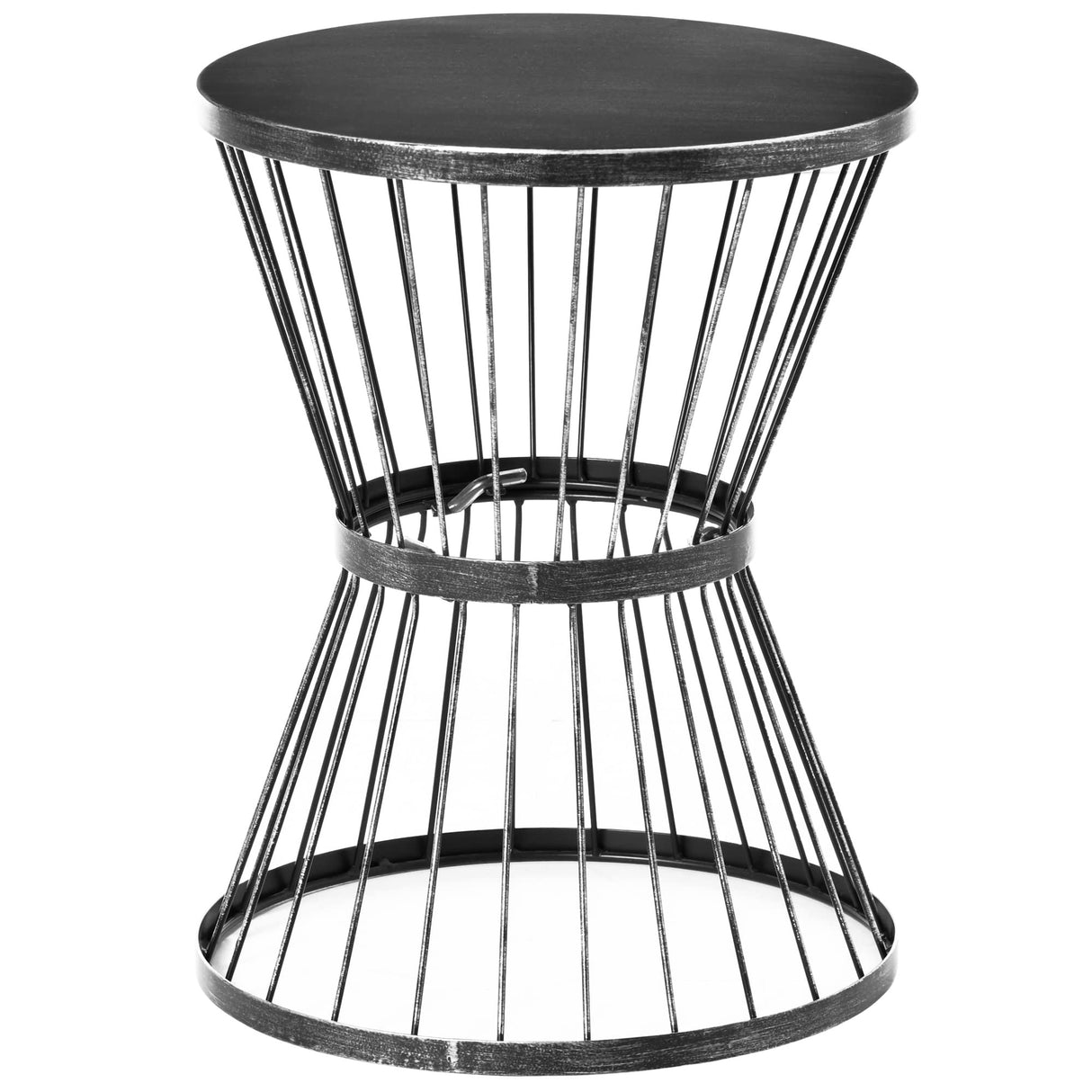 16" Steel Patio Side Table, Garden End Table with Hourglass Design, Accent Table