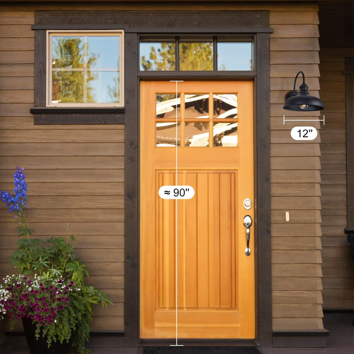 12in. Dusk to Dawn Outdoor Barn Lights Exterior Black Gooseneck Barn Light Fixture