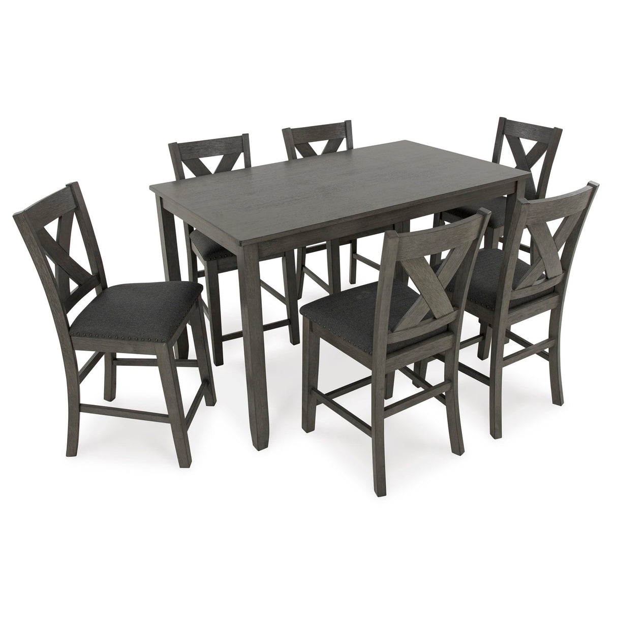 Caitbrook Rustic 7 Piece Dining Set, Include Table and 6 Chairs, Gray