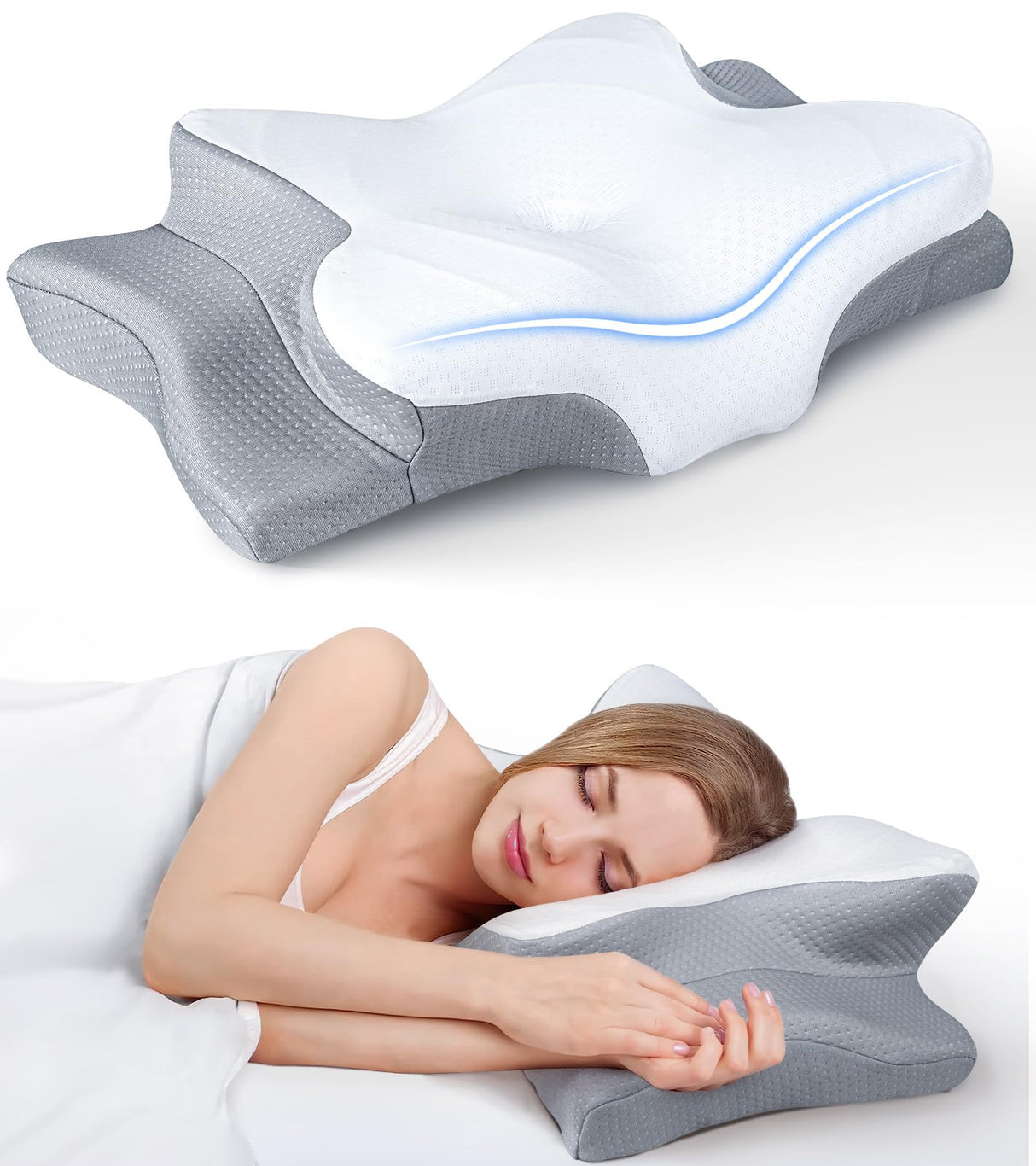 Ultra Pain Relief Cooling Pillow for Neck Support, Adjustable Cervical Pillow Cozy Sleeping