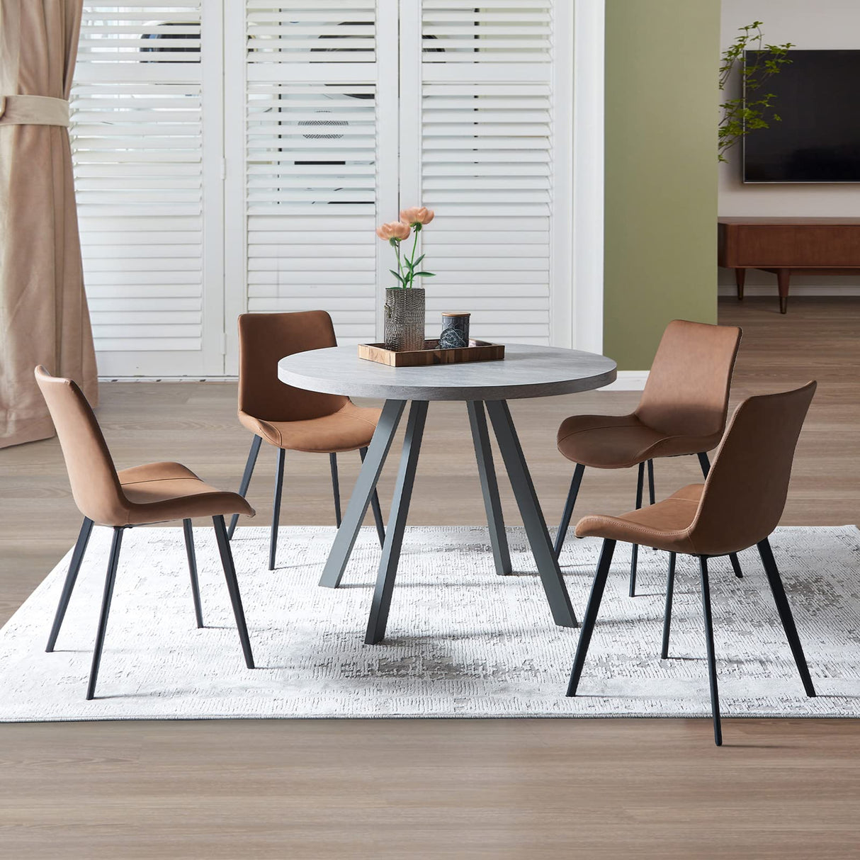 Dining Chairs Set of 4, Modern Kitchen & Dining Room Chairs, Upholstered Faux Leather