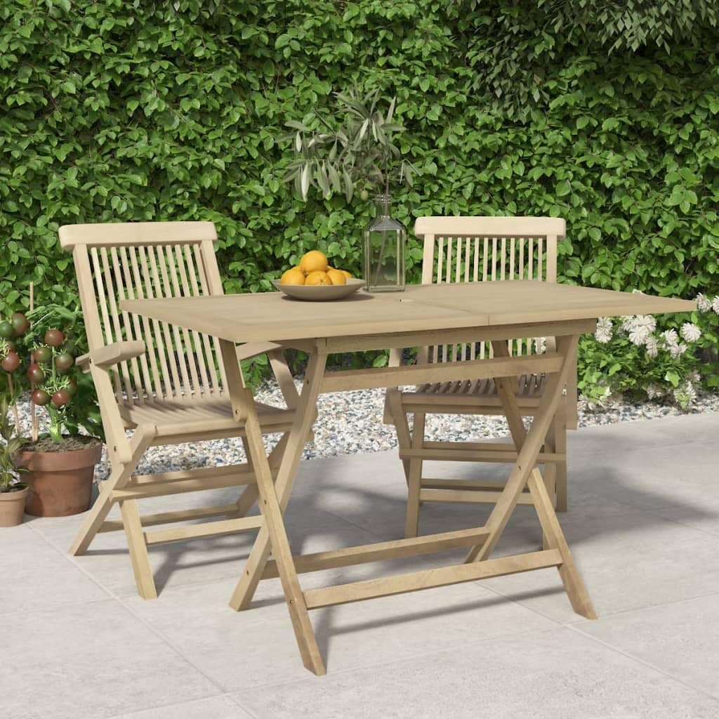 Folding Teak Patio Table - 47.2" Outdoor Dining Table with Natural Wood Finish